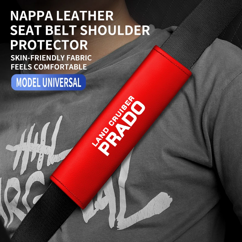 Seat Belt Covers Seat Belt Protector Safety Belt Shoulder Guard 1PC Leather Car Seat Belt Shoulder Protector Cover Safety Belt Padding Pad For Land Cruiser Prado 120 Fj150