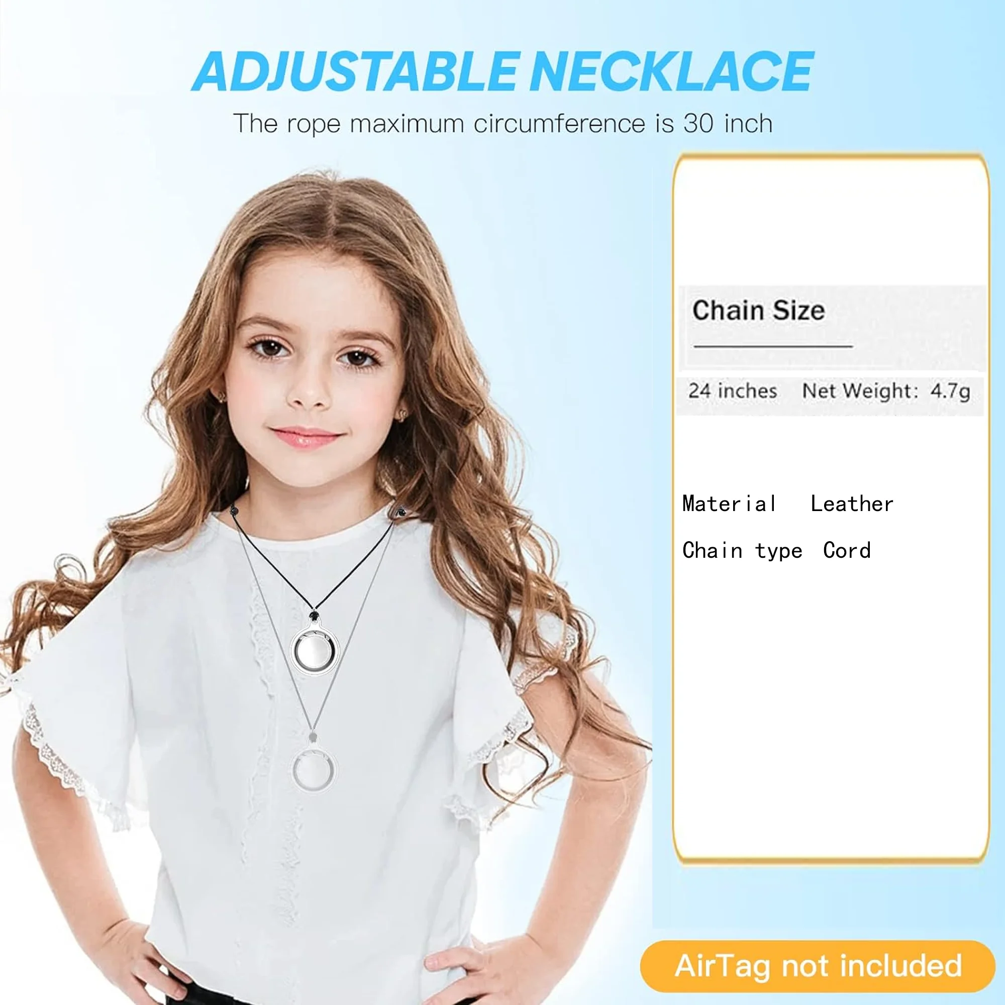 Eye-Catching Adjustable Airtag Necklace with Waterproof Silicone Holder