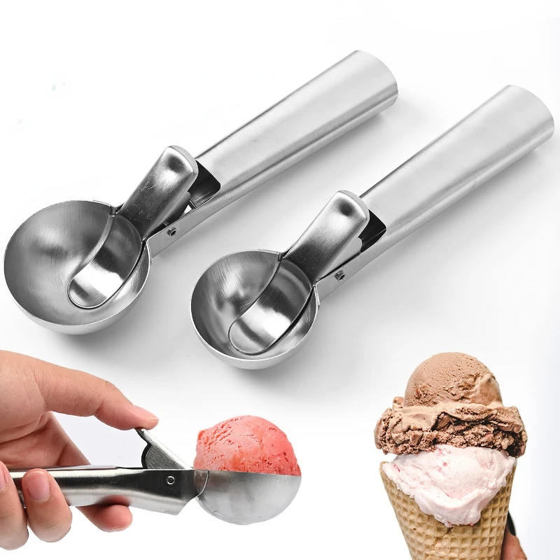 Ice Cream Scoop Ice Cream Scoops Stacks Stainless Steel Ice Cream Digger Non-Stick Fruit Ball Maker Watermelon Spoon Tool