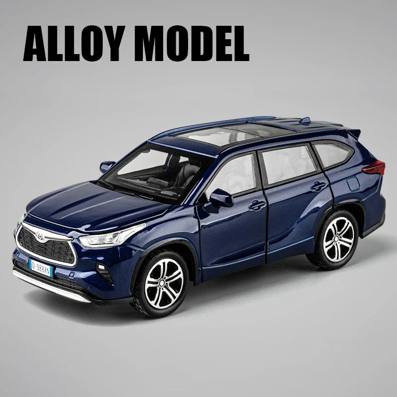 1:32 Toyota Highlander 2023 SUV Alloy Die Cast Toy Car Model Sound and Light Pull Back Children's Toy Collectibles Birthday Gift 2