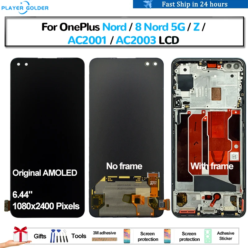 Originale Amoled Per Oneplus Nord 8 Nord 5G Z Ac2001 Ac2003 Pantalla Display Lcd Touch Panel Screen Digitizer Assembly Replacemen