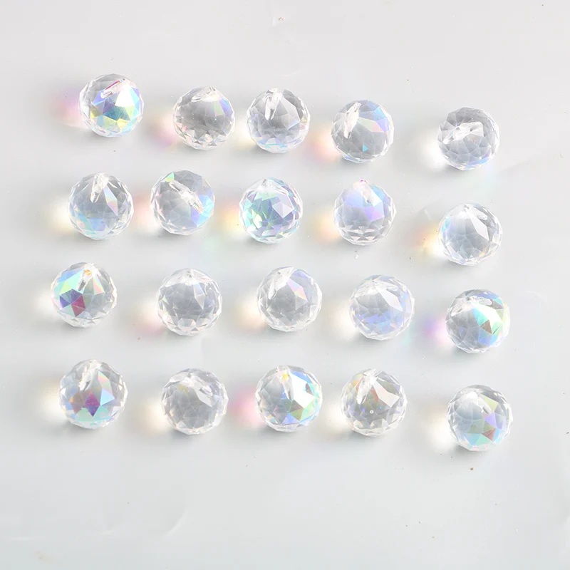 Clear Faceted Crystal Ball Glass Suncatcher Prisms Pendant Lamp Chandelier Parts Fengshui Lighting Accessories 20/30/40mm 10pcs crystal sun catcher chandelier crystal drops crystal beads