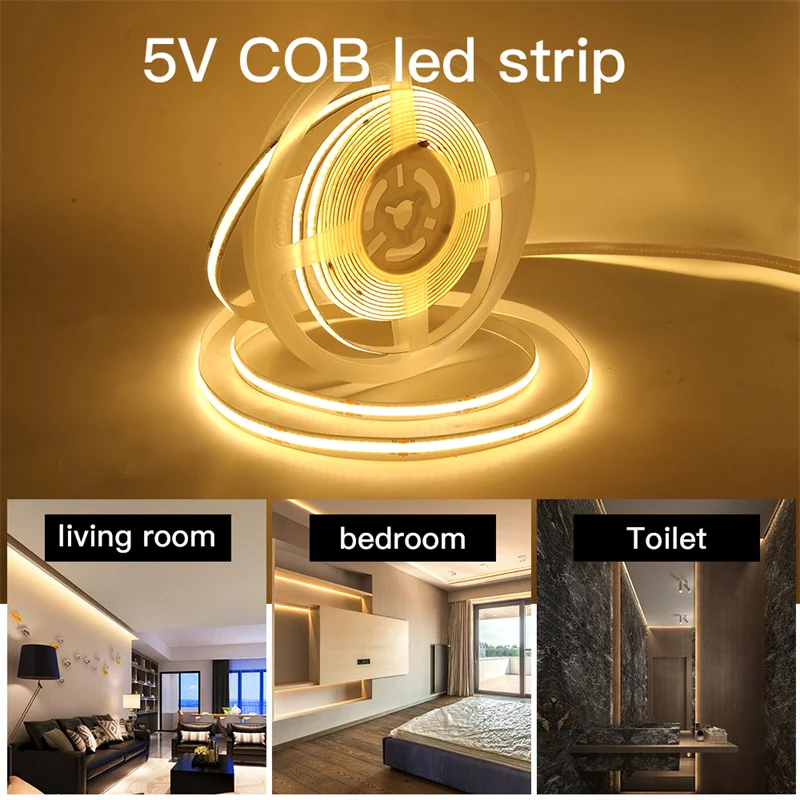 5V USB COB LED 스트립, 주방 캐비닛 및 찬장 조명용 핸드 스윕 센서 포함