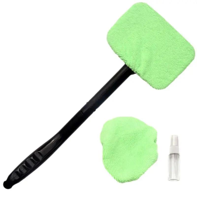 

Car Window Cleanser Brush Auto Microfiber Windshield Cleaner Kit Car Window Cleaner With Long-Reach Handle And Rotary Head Auto