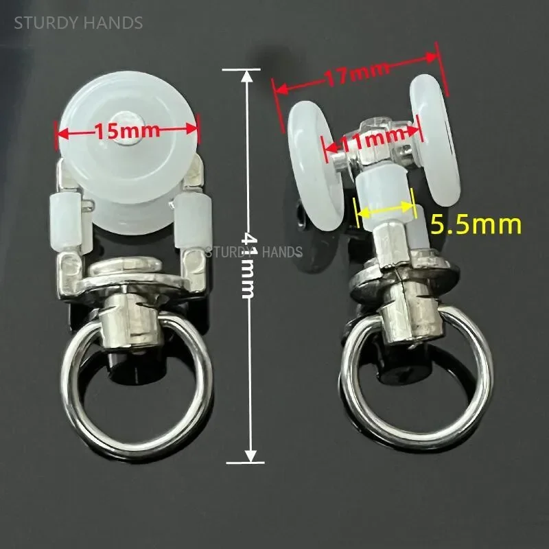 Curtain Track Pulley 10Pcs Stainless Steel Pulley Metal Roller Curtain Accessories Sling Hook Wheel Window Hardware