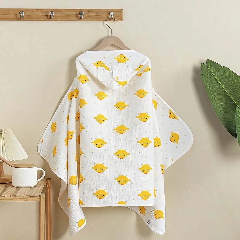 Large Cute Baby Hooded Cape Towels Soft Thickened Gauze Blanket Wrap Cartoon Printed Panda Bathrobe Infant