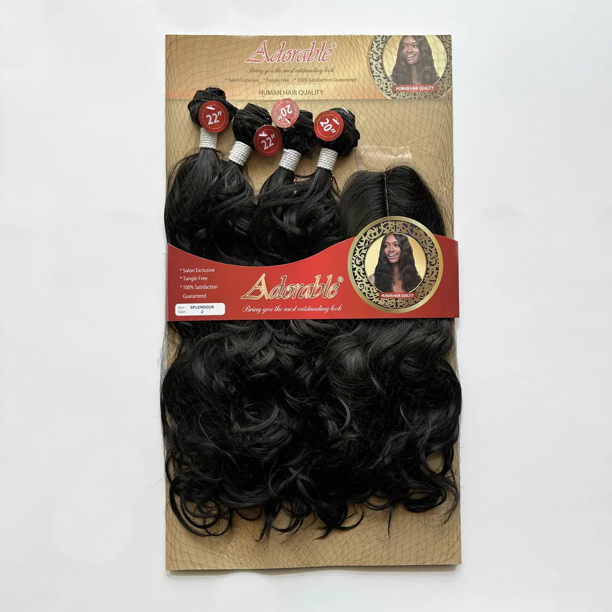 Adorable French Curl One Pack Solution,Packet Synthetic Hair Bundles With 2*4 T Part Hand Made Curly Lace Closure SPLENDOUR 4PCS