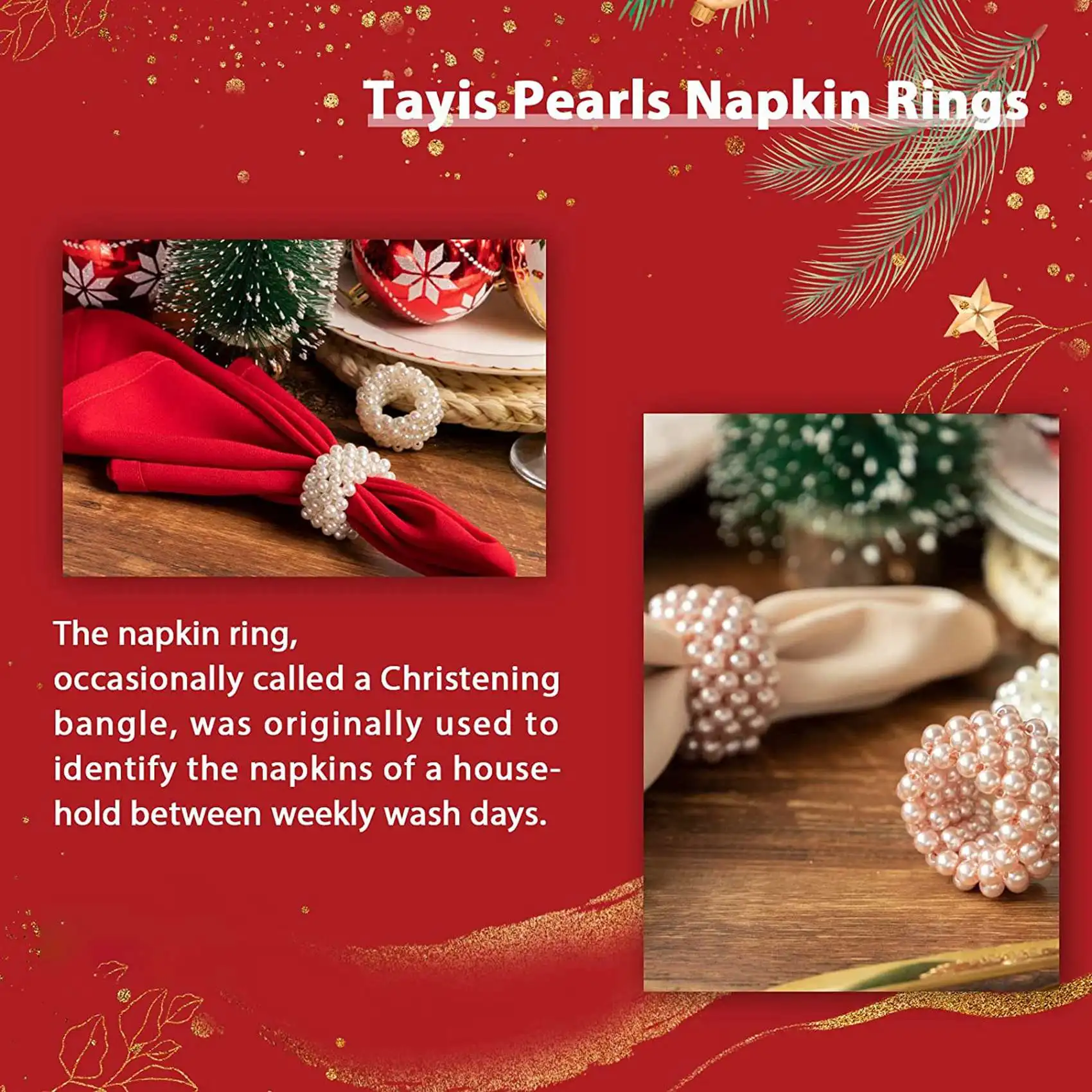 Napkin Ring 12-Piece Set White Pearl Wedding Napkin Buckle Table Decoration