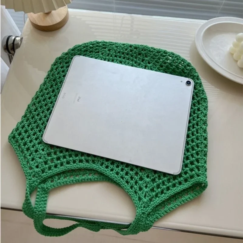 Leisure Large Capacity Cotton Woven Bag Women's Shoulder Bags Casual Straw Wicker Woven Ladies Handmade Beach Tote Messenger Bag