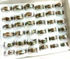 Wholesale 10 /20/50/100 pcs  8mm Band Abalone Shell 316L Stainless Steel Man Women Ring Fashion Jewelry 3