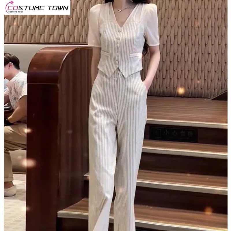 Temperament Women's Fashion, Casual, Slimming, Imperial Sister Style High Grade Wide Leg Pants Single Set Women's Summer