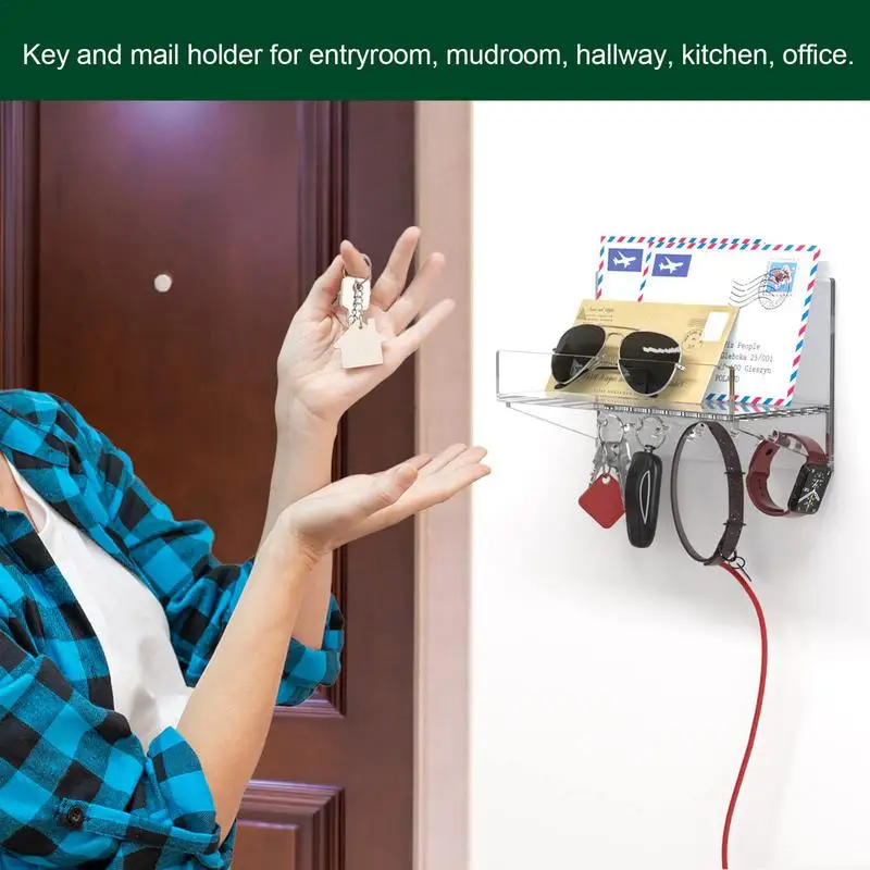 벽용 아크릴 우편 거치대, 아크릴 거치대, 벽걸이 우편물 및 열쇠 정리함, 장 가정용 정리정돈 선반