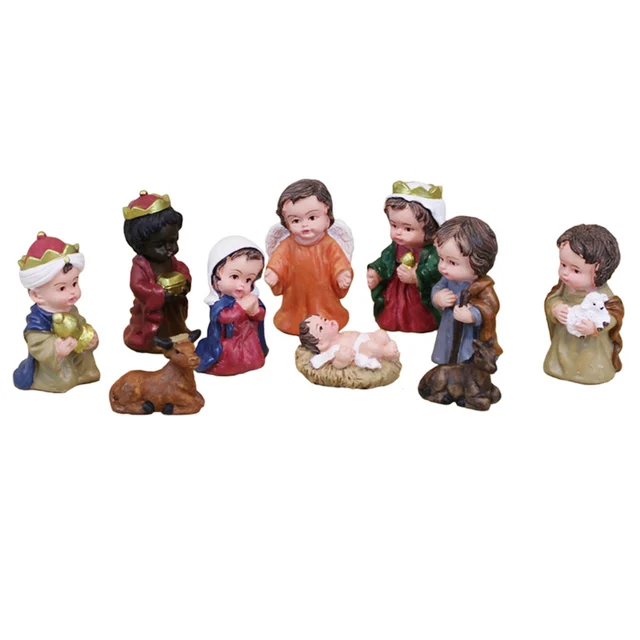 Celebrate Christmas with the Christ Birth of Jesus Ornament Gifts Nativity Scene Crafts Resin Christmas Manger Decoration Catholic Figurines