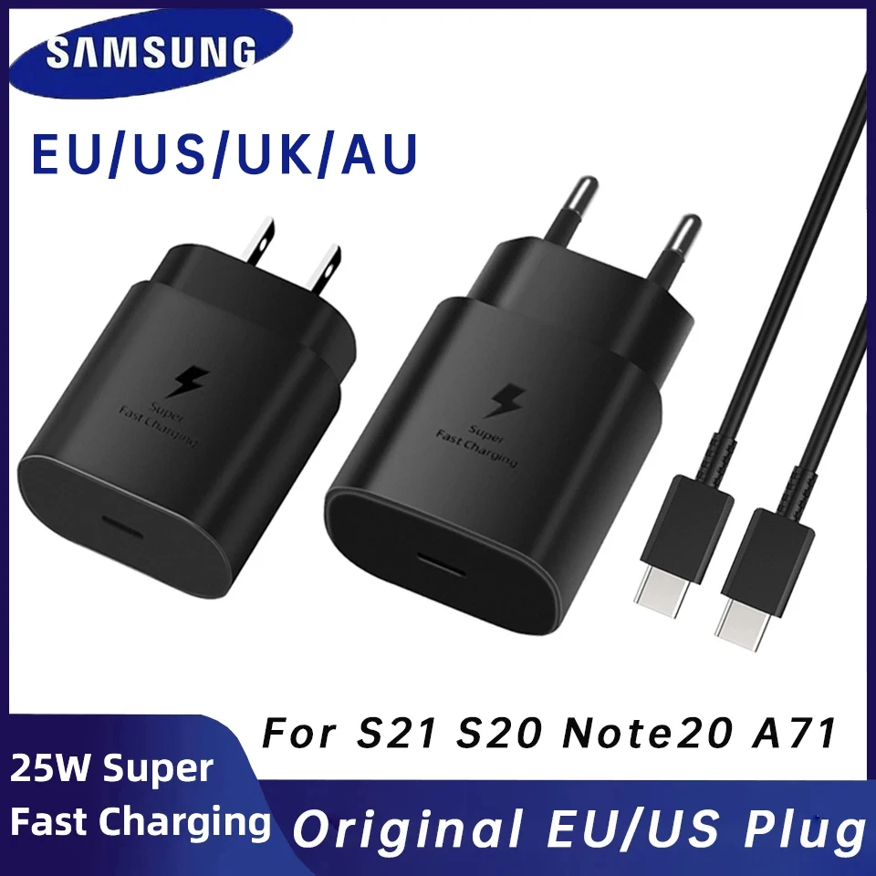 Samsung-Chargeur USB Super Rapide de Type C Original, Charge Rapide EU pour  Galaxy Note 20 Ultra 10, S22, S21, S20, 5G, 25W, PD, PPS - AliExpress
