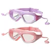 Kids Swim Goggles with Silicone Earplugs Anti-Fog Waterproof Large Frame Swimming Pool Eyewear Water Sports Glasses for Children 6