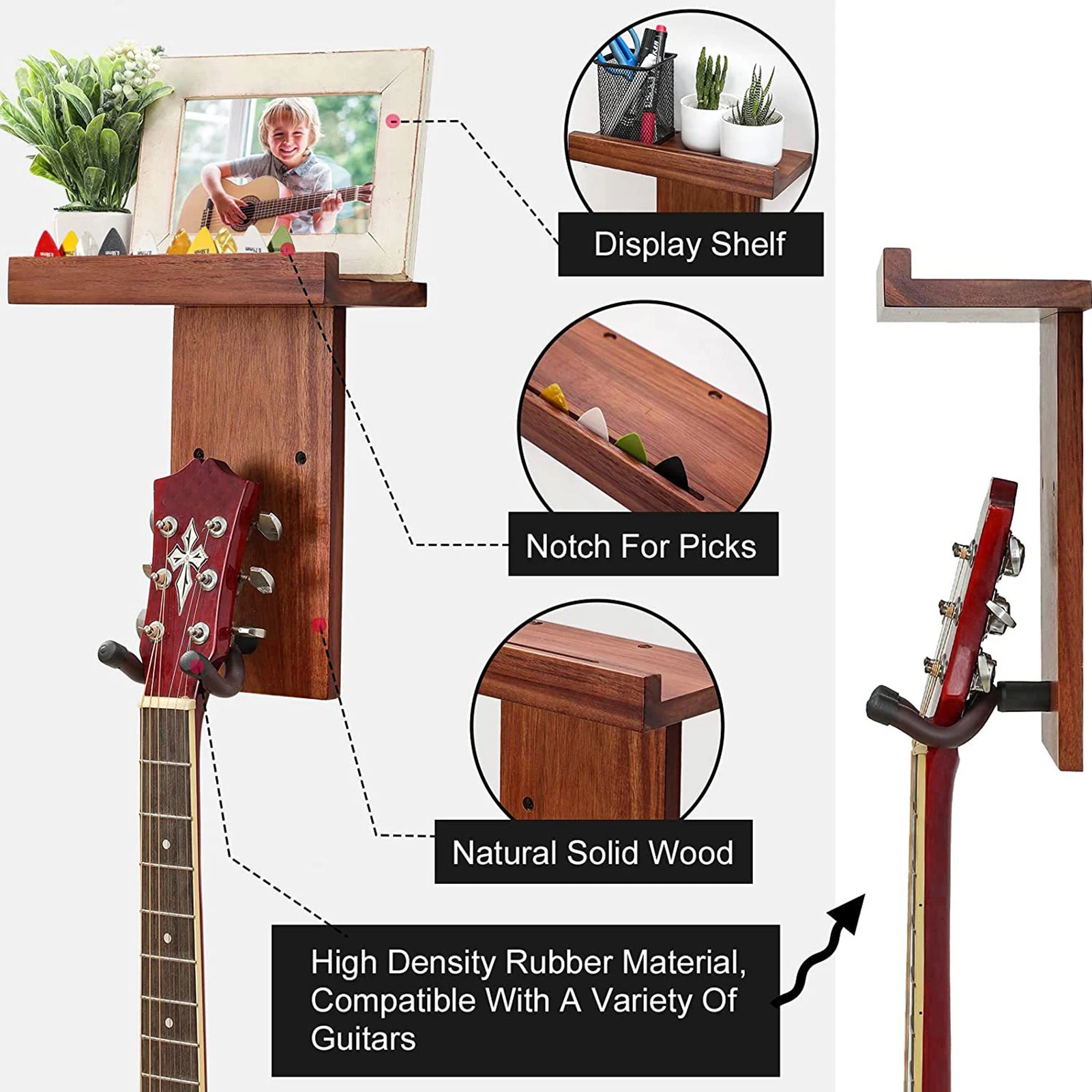 2pcs Wall Guitar Hanger DIY Kit Mahogany Wooden Wall Mounted Hanger Shelf  Pick Holder Screw Fixed for Electric Guitar Bass Ukule - AliExpress, image size:1601x1601