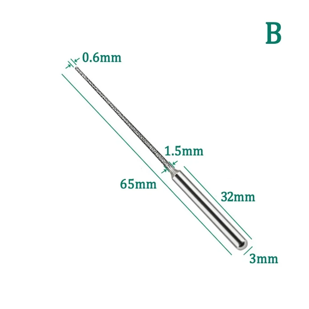 1개 3mm 다이아몬드 리밍 드릴 비트 샹크 조각 바늘 연마봉 미니 드릴 다이아몬드 조각 드릴링 도구 전동 공구