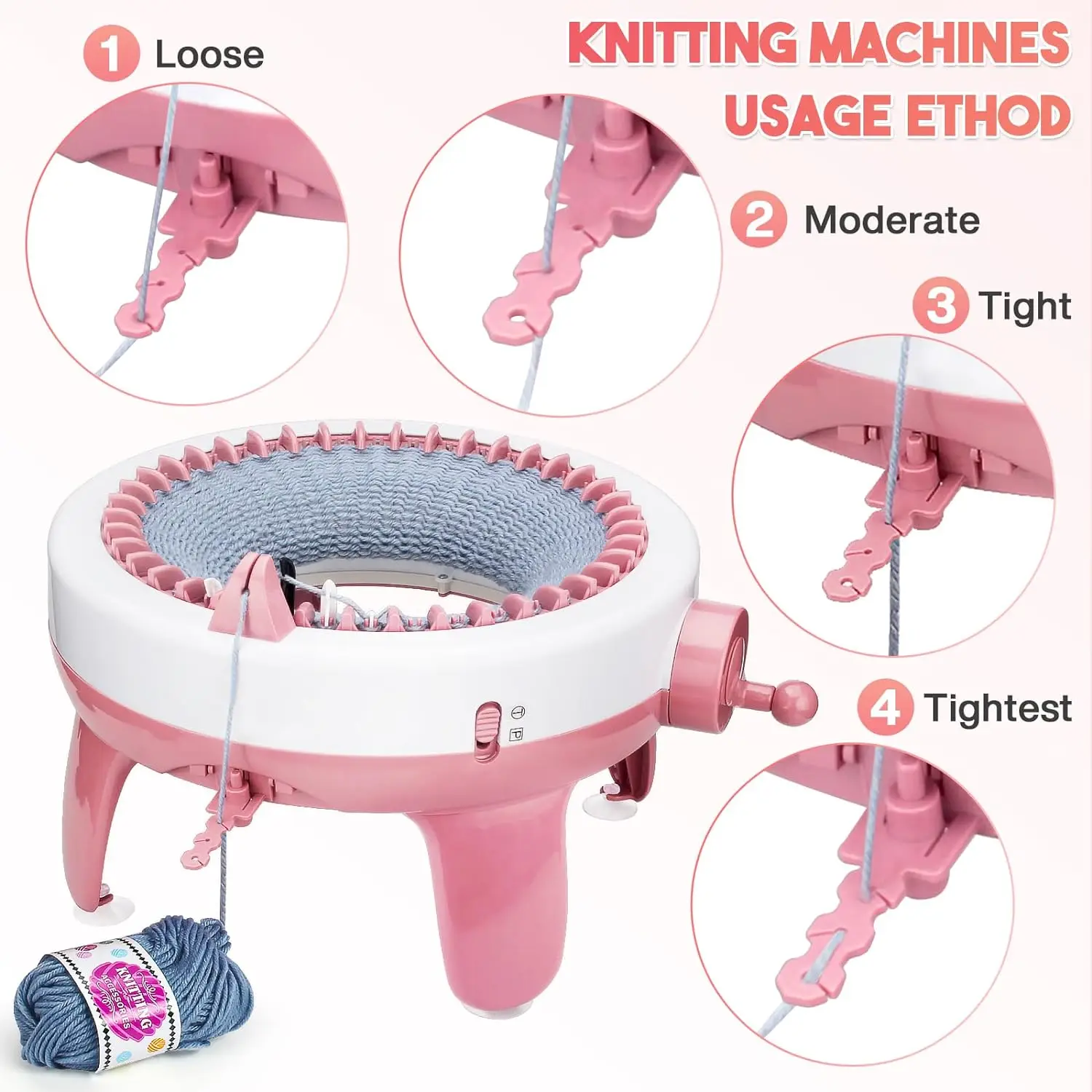 DIY 뜨게 보드 로터리 더블 룸 크리에이티브 울 뜨게 머신, 성인 어린이 초보자용, 40 바늘 뜨게