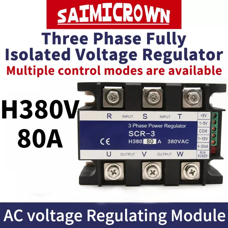 Three Phase Voltage Regulator Power Controller Module 80A 0 10V 4 20mA