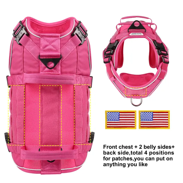 Military Dog Harness Reflective Tactical Dog Training Harnesses Durable Nylon Vest No Pull for Medium Large Dogs French Bulldog 4