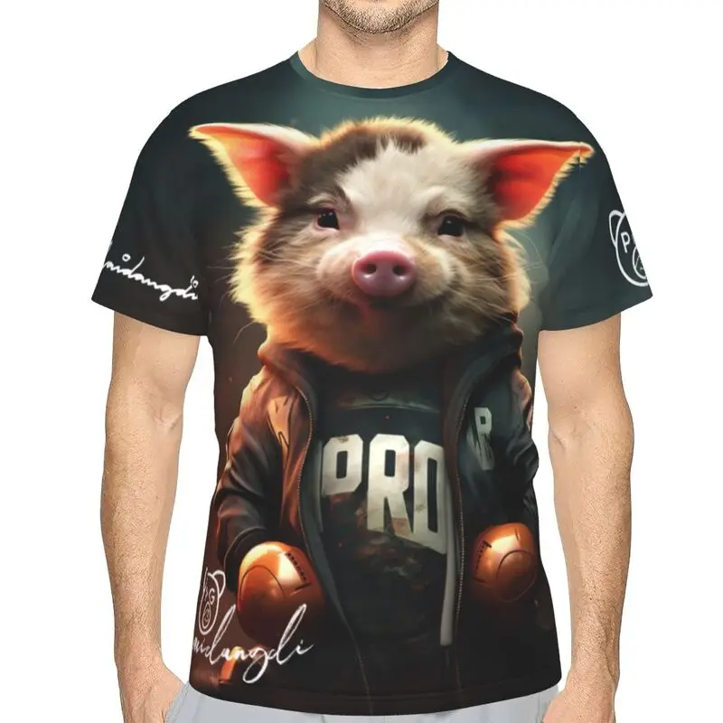 

Men Casual Trend 3D Fashionable and Handsome Pig Print Short Sleeved T-shirt Summer Cool and Breathable Oversized Loose Top Y2K