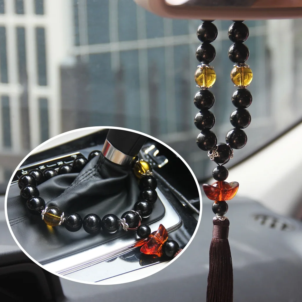 

New Car Pendant Black Crystal Luxury Transfer Bead Car Ornaments Accessories Car Supplies Auto Gifts Hanging Decoration Interior