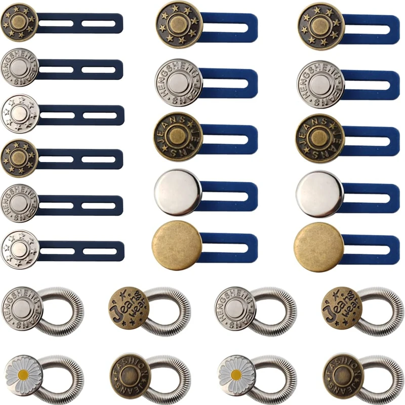 6/4PCS Magic Pants Extender Metal Button Extender For Jeans Sewing Adjustable Size Retractable Waist Extenders Universal Buckle 6