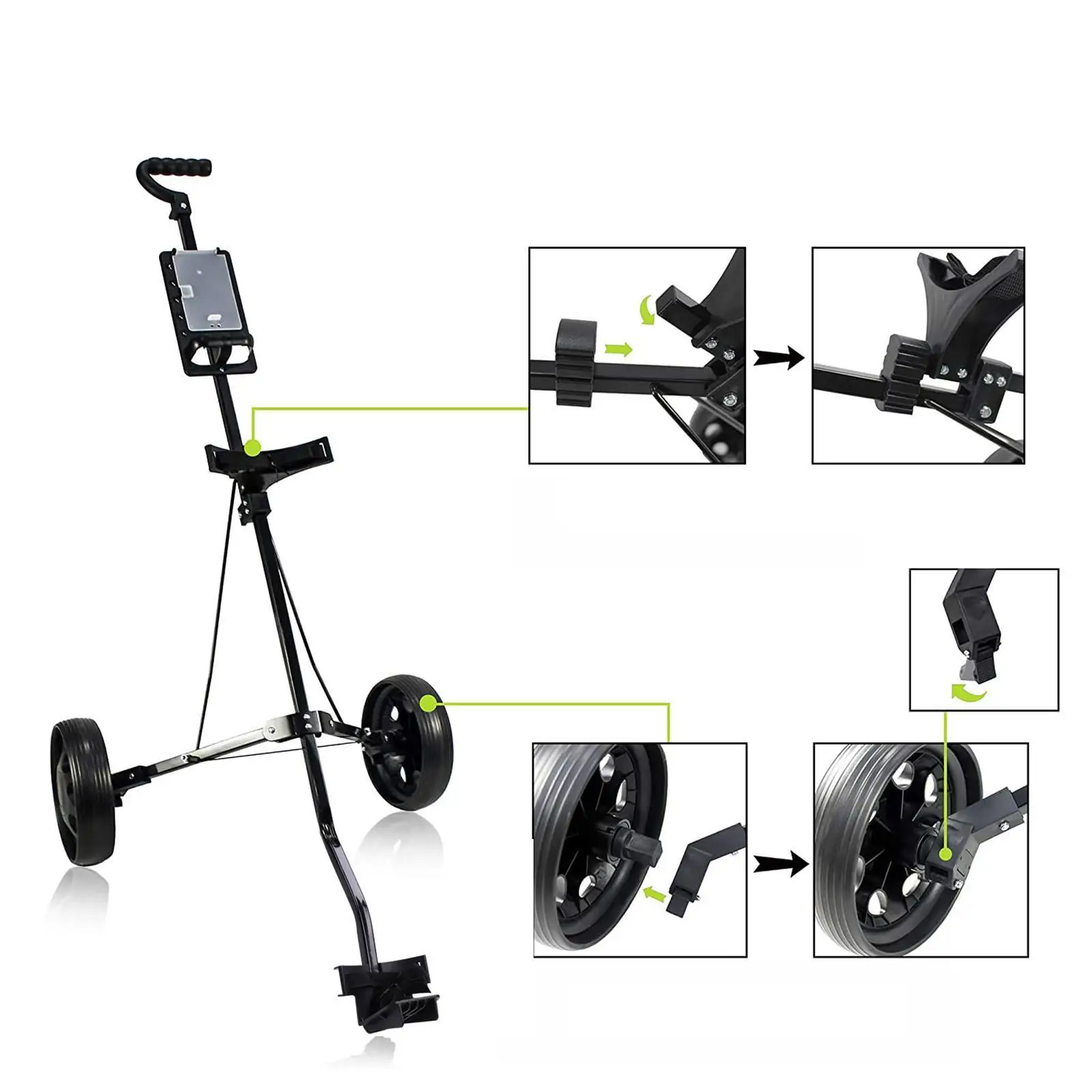 Golf Cart with 2 Wheel Foldable Cart Easy to Carry Golf Trolley Golf Walking Pull Cart Pushcart Golf Bag Cart Golf Equipment