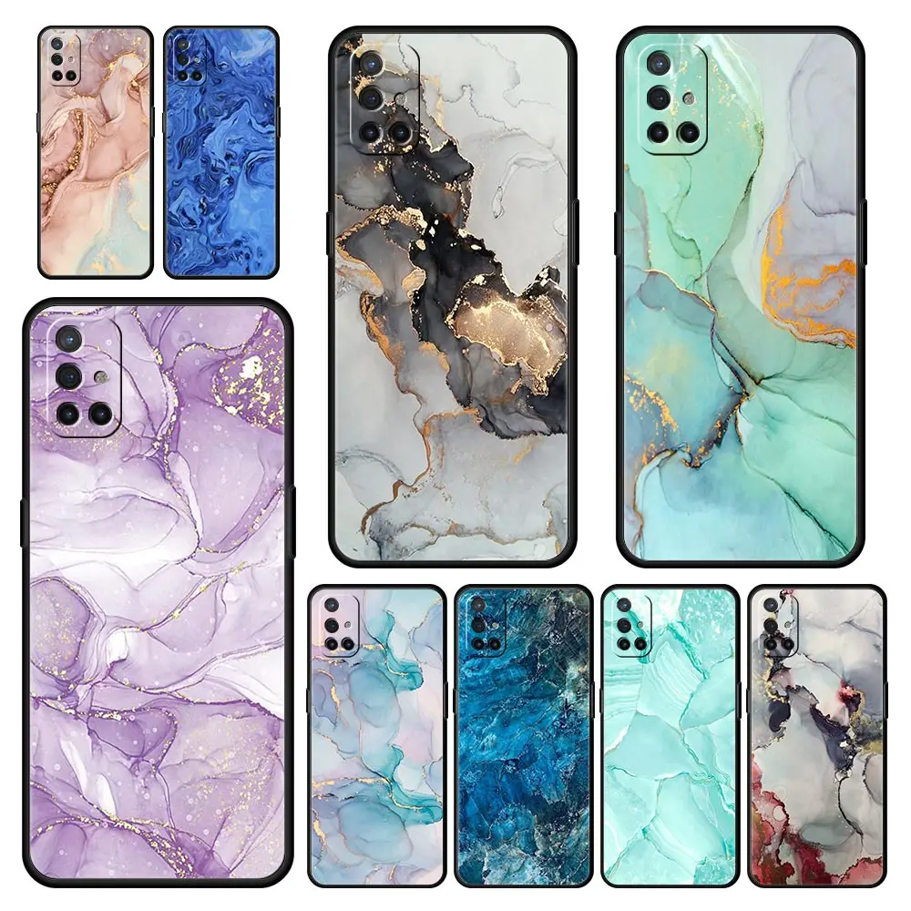 Elegant Marble Design Soft Silicone Phone Case - Black Cover