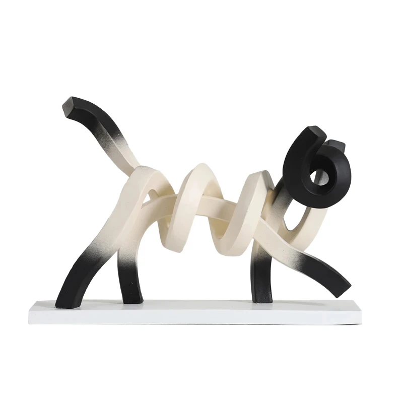

2024 Creative Abstract Cat Sculpture Ornament Modern Simple Animal Statue Geometric Art Resin Crafts Bedroom Study Home Decor
