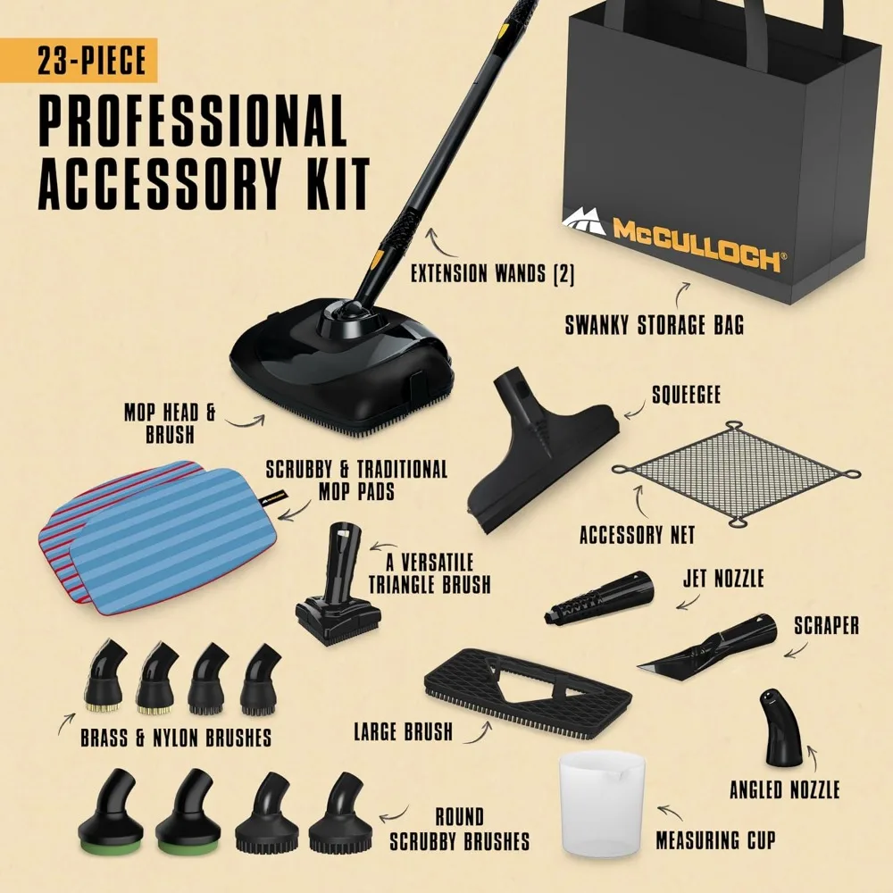 Deluxe Canister Steam Cleaner with 23 Accessories, Chemical-Free Pressurized Cleaning for Most Floors, Counters 3