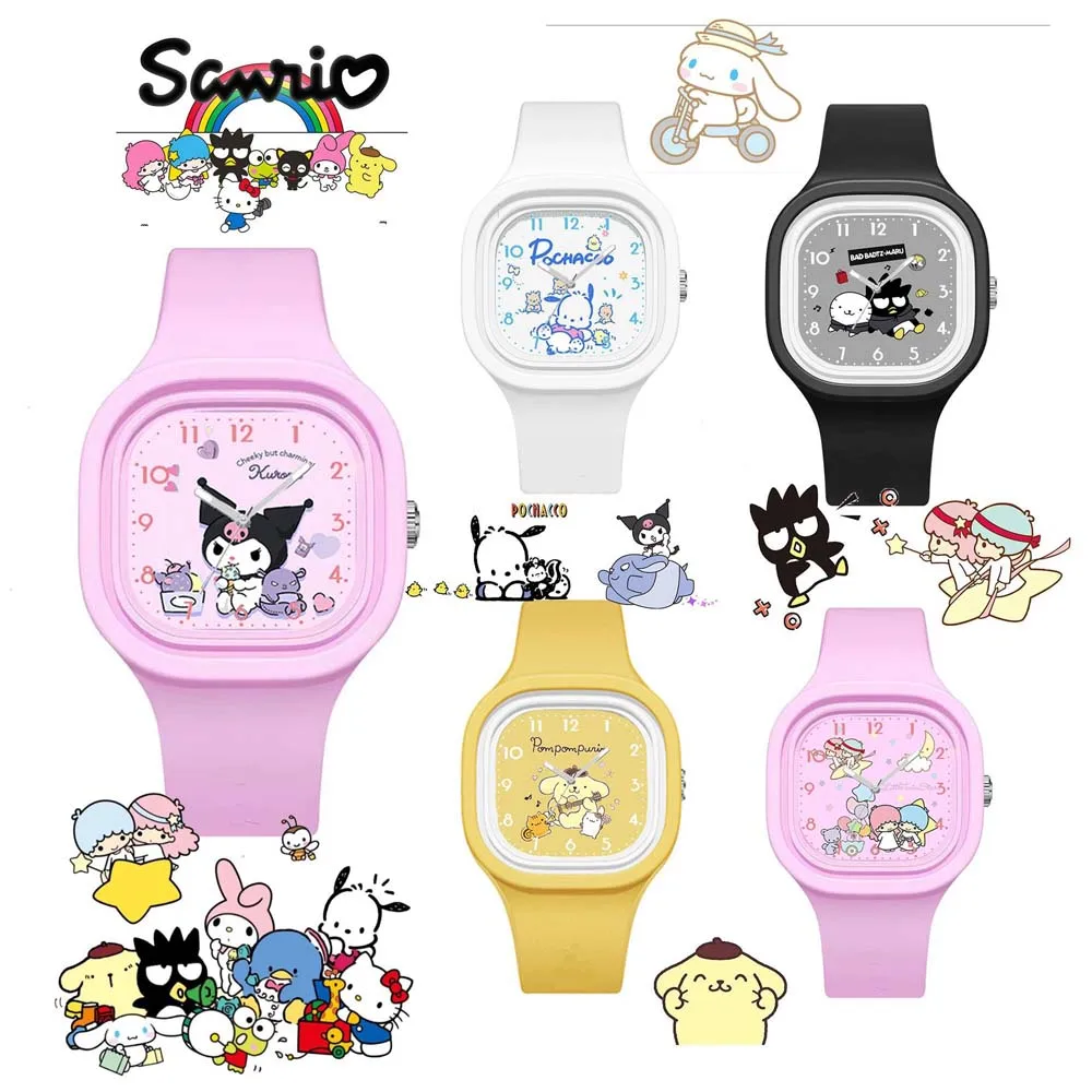 kawaii Anime Sanrio Watches Hello Kitty Kuromi My Melody Cinnamoroll Lovely Glow Wrist Watch Casual Student Toys Gift