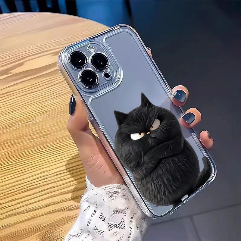 Quirky Cat Soft Silicone Phone Case - Clear Protective Cover