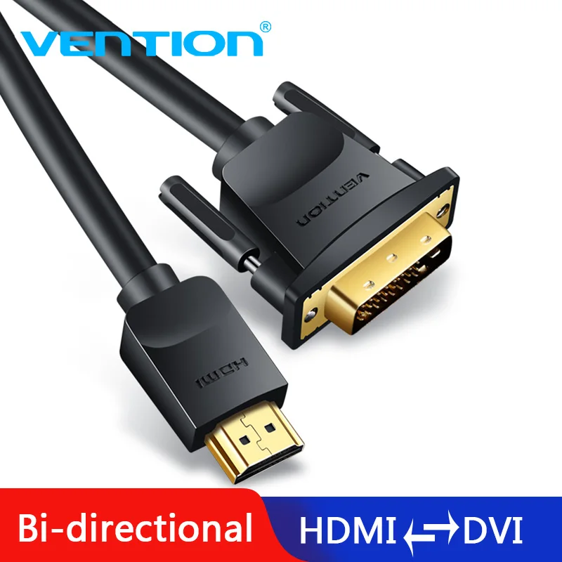 Кабель HDMI-DVI Vention, 1 м, 2 м, 3 м, 5 м, DVI-D, 24 + 1 Pin, поддержка 1080P, 3D, высокоскоростной кабель HDMI для LCD, DVD, HDTV, XBOX, проектора, PS3