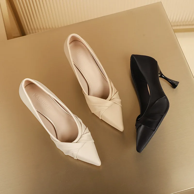 High Heeled Shoes for Women 2023 New Pointed Toe Gentle White Working Shoes Spring and Autumn Single Shoes 40 Zapatos De Mujer 2