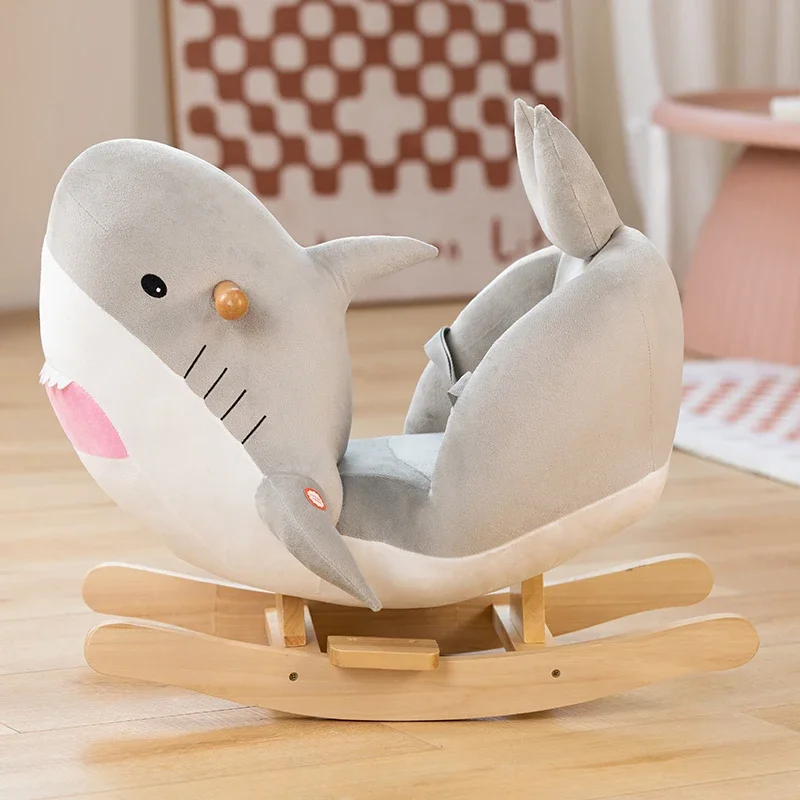 Blue Castle Cute Shark Rocking Children Chair with Perfect for Baby and Toddler，Can Play Chinese Version Music/tell Stories