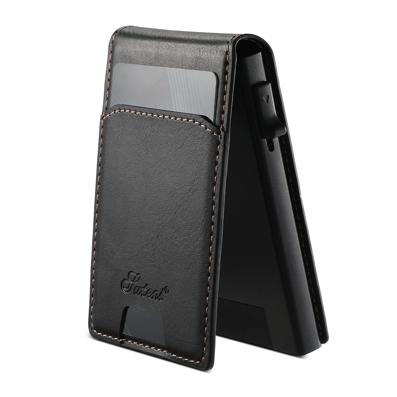 SUTENI Card Slot Wallet Flip Cover Luxury PU Leather Button card box Pressing The Button Automatically Ejects The Card 5