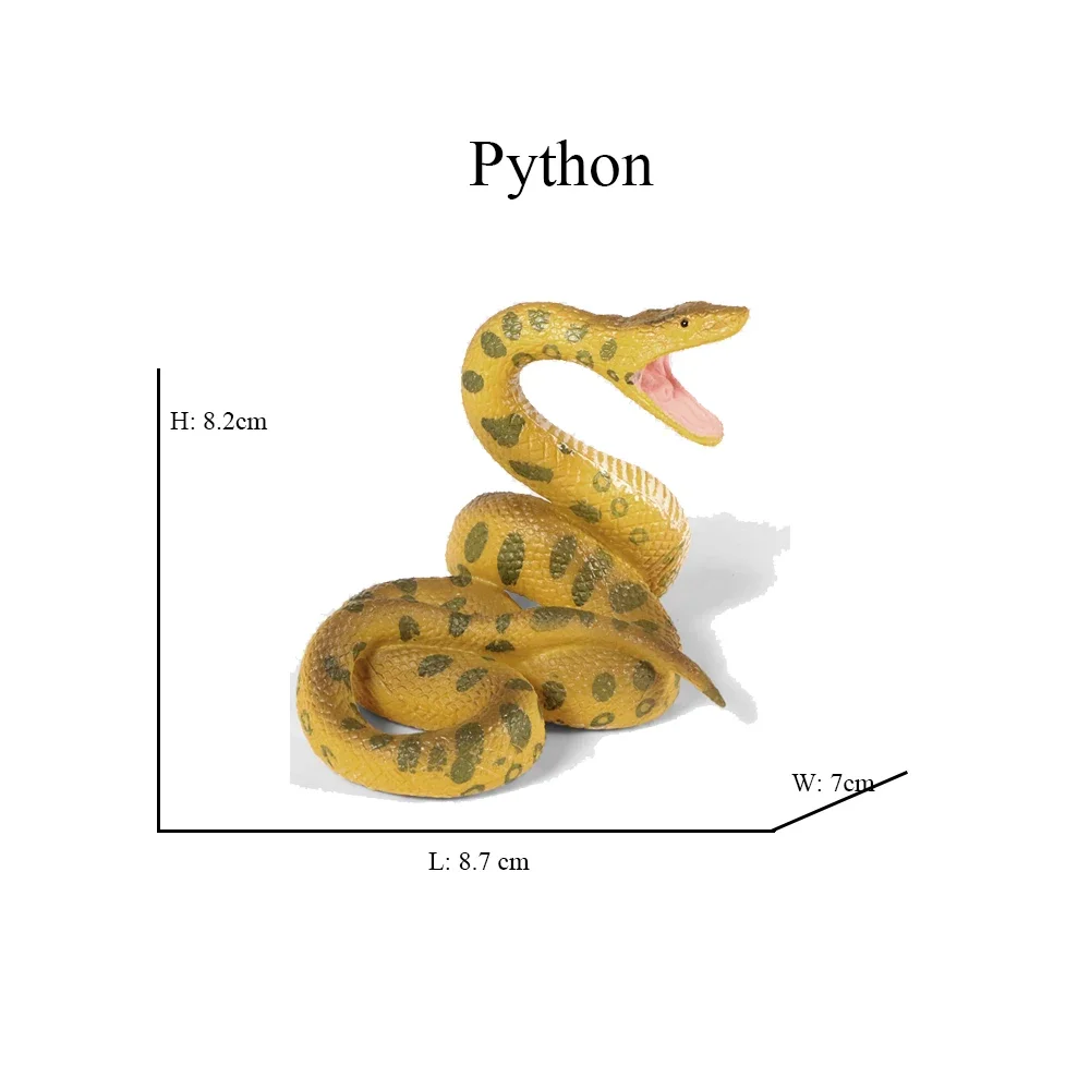Komodo Dragon Crocodile Snake Python Reptiles Animal Figurines Action Figure Toy Model Kids Gifts Educational Collectible Decor