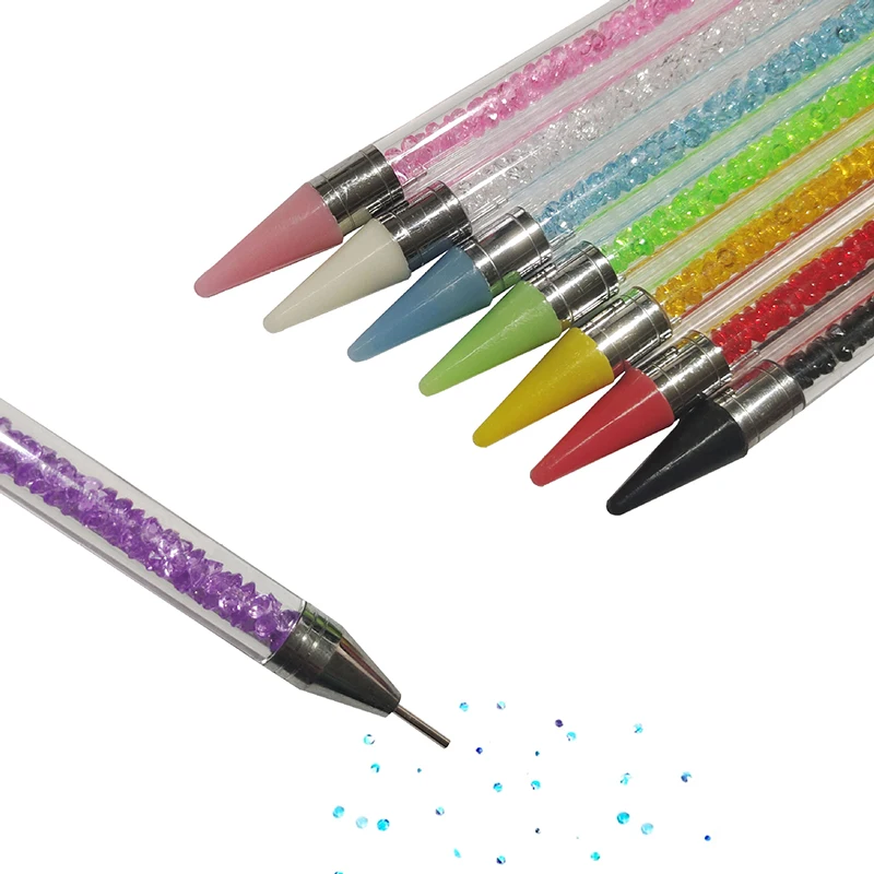 1PC Dual Heads Acrylic Metal Dotting Wax Pen Rhinestones Gem Picker Crystal Picking Nail Art Studs Dotter DIY Point Drill Tools 3