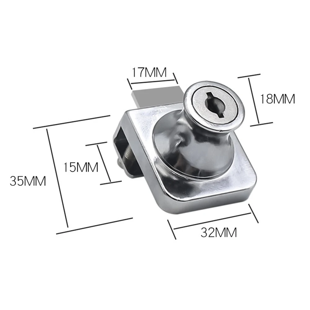 Wear-resistant Cabinet Door Lock Display Showcase Glass Locks Zinc Alloy Safe Hole-Free Silver Black Glass Cabinet Lock
