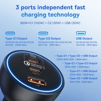 Baseus 160W Car Charger QC 5.0 Fast Quick Charging PPS PD3.0 USB Type C Car Phone Charge For iPhone 14 13 12 Pro Laptops Tablets - Image 2