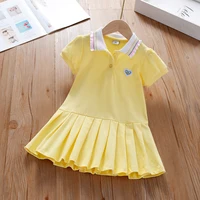 Robe d'été en coton à col jaune pour petites filles de 2 à 6 ans, vêtements mignons et décontractés pour enfants 1