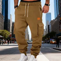 2025 Men's Loose Fit Fleece-Lined Work Pants, Casual Outdoor Sport Pants, American Style Tapered Pants For Autumn And Winter.
