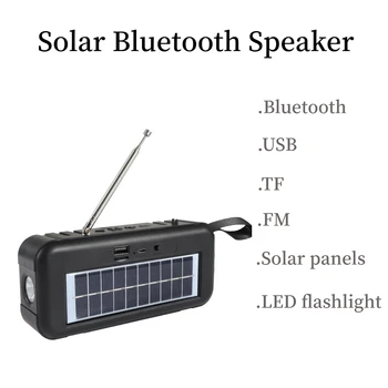 Enceinte solaire sans fil Bluetooth, haut-parleur Portable d’extérieur étanche, Radio FM/AM d’urgence avec lampe de poche LED