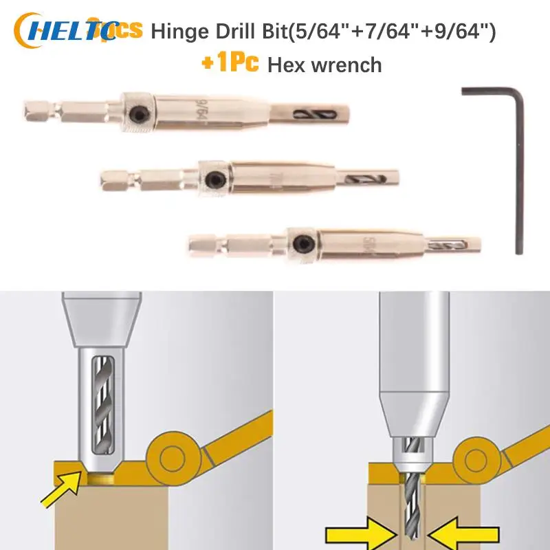 

4pcs/set Self Centering Hinge Drill Bits Door Window Cabinet Cupboard Hinge Drilling Holes Center Drill Bits Cutter Woodworking