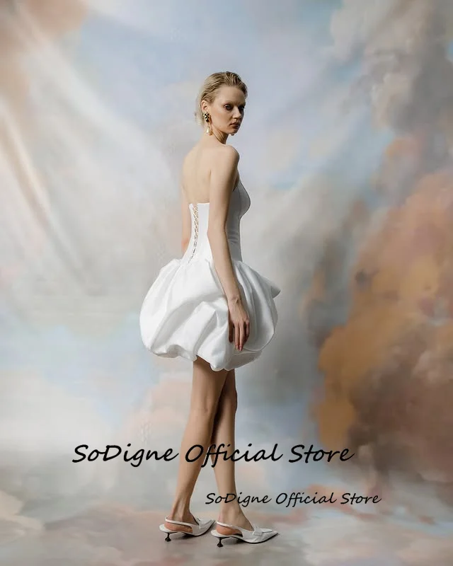 SoDigne A-line Satin Wedding Dress Sleeveless Sweetheart Bride Dresses Beach Ruched Mini Women Bridal Gowns Customized 17 S8937fa4aed0e4bc99ecad9c3ce7b936by