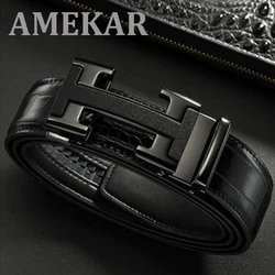 Belt men's leather cowhide automatic buckle young people's trend Joker high-end pants belt male students net red new