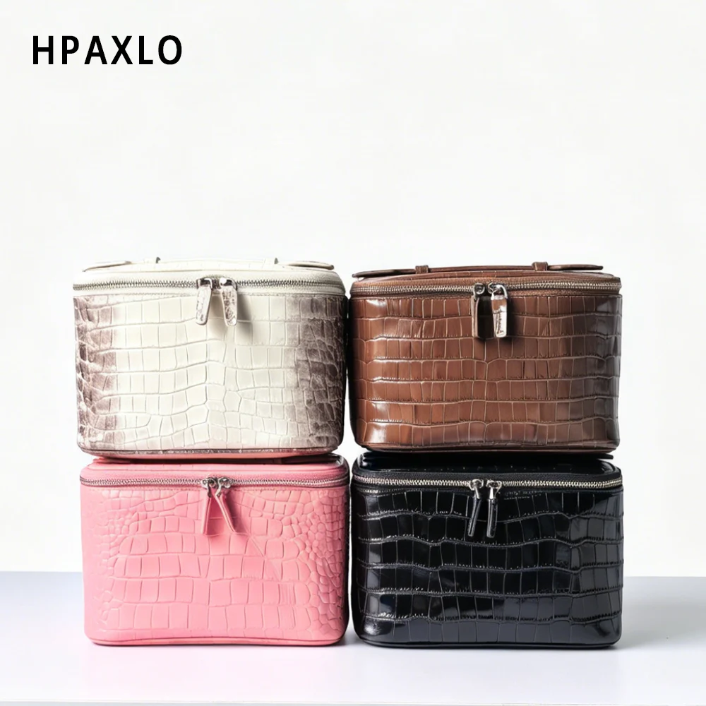 Trending Crocodile Embossed Himalaya Leather Toiletry Bag Large Capacity Travel Cosmetic Pouch Monogram Initial Customization 1
