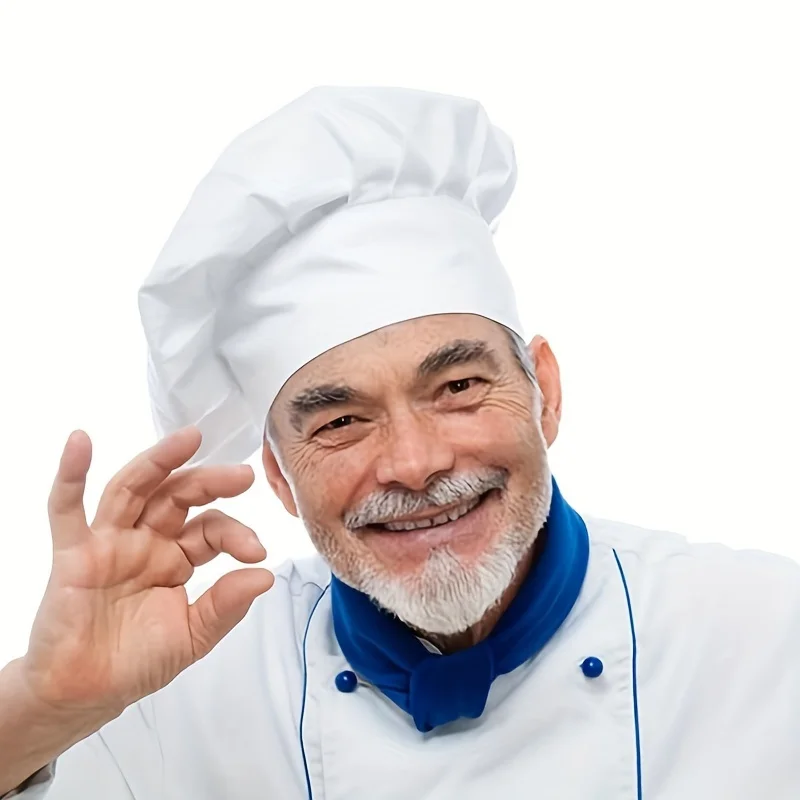 Adult Chef Hat Pack Adjustable Elastic Baker Cap 2pcs for Kitchen Cooking Suitable for Catering Schools Colleges Restaurants