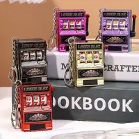 Mini Gambling Slot Machine Key Chains Creative Arcade Pocket Fruit Lucky Jackpot Gadget Antistress Toy Funny Games Keychain Ring 3